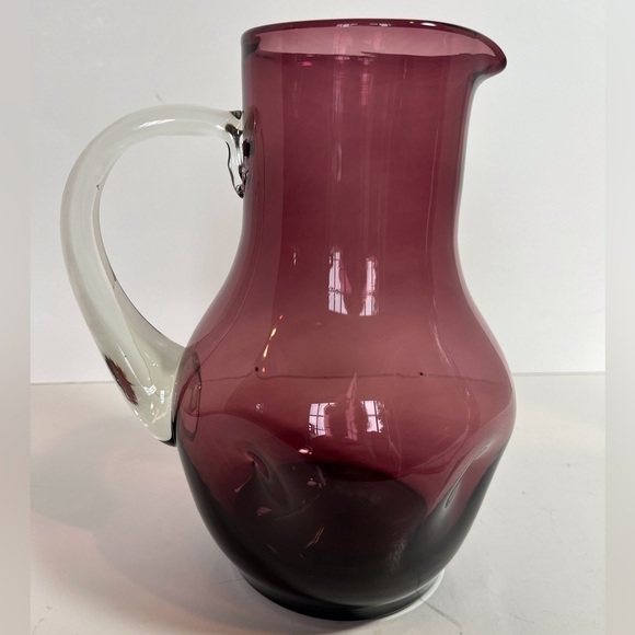 Vintage Amethyst Blown Bischoff Art Glass Pitcher - Picture 2 of 9